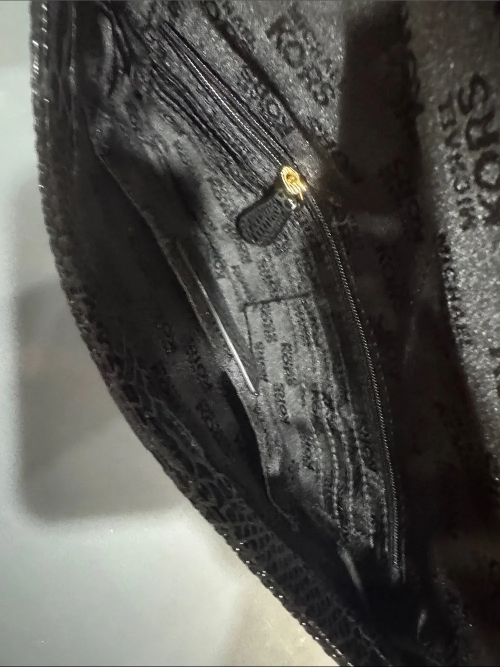 Michael Kors Black Snake-Embossed Shoulder Bag with Gold Chain